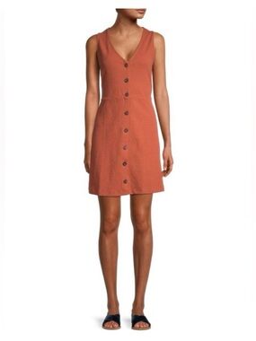 Madewell Sleeveless Button-Front Rust Orange Dress Size Small Style AL300 NWT